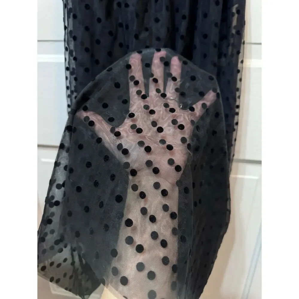 NWT Rebecca Vallance Black Sheer Tulle Belted Bodysuit Midi Tiffani Dress Size 8 - Picture 8 of 16